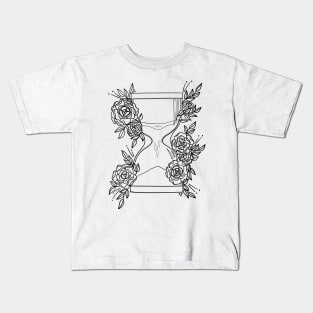 Hourglass and roses black Kids T-Shirt